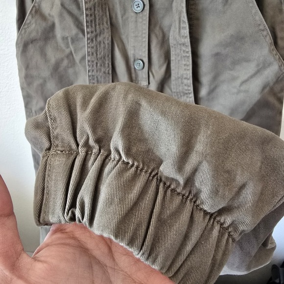 NWT H&M Women Coverall Jumpsuit Cotton Utility Olive‎ Green Sz 6 Barn Chore Work - Picture 4 of 7